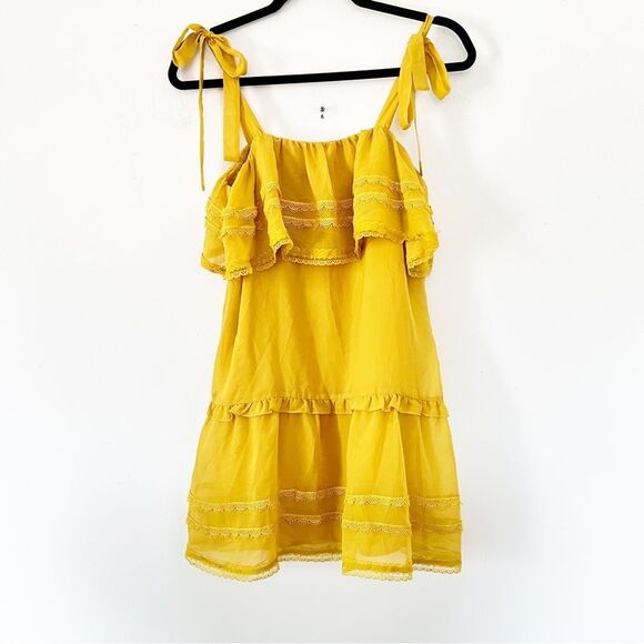 Revolve Tularosa Marigold Yellow Chelsea Babydoll Lace Mini Dress - Picture 2 of 12